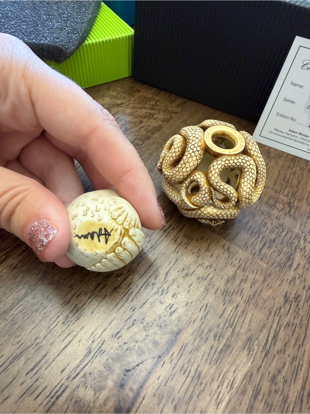 Adam Binder ‘Trick or Tweet' Resin Owl & Snake Figurine - Cream - Picture 5 of 6
